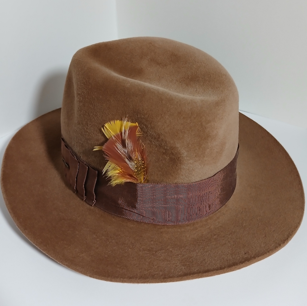 STETSON Vintage  Canadian Velour THE PLAYBOY Hat Genuine Leather